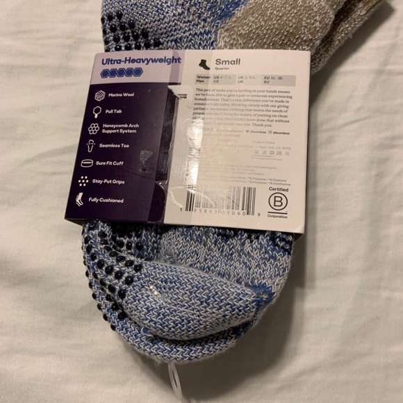 Bombas unisex merino gripper house socks size small - Picture 4 of 6